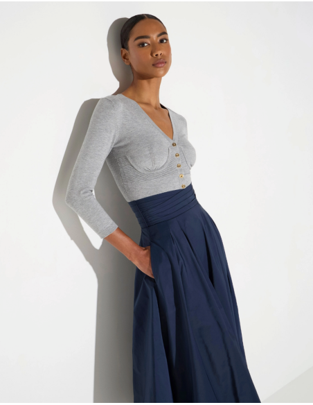 Elisabetta Franchi Grey Bustier Cardigan MK24S