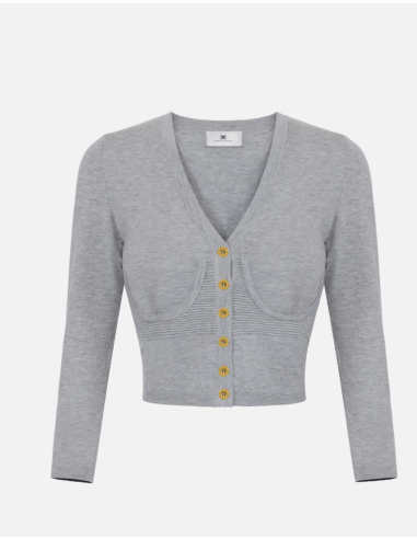 Elisabetta Franchi Grey Bustier Cardigan MK24S