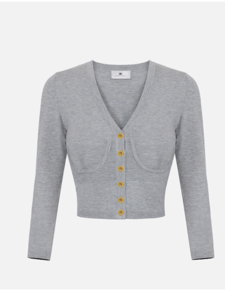 Elisabetta Franchi Grey Bustier Cardigan MK24S