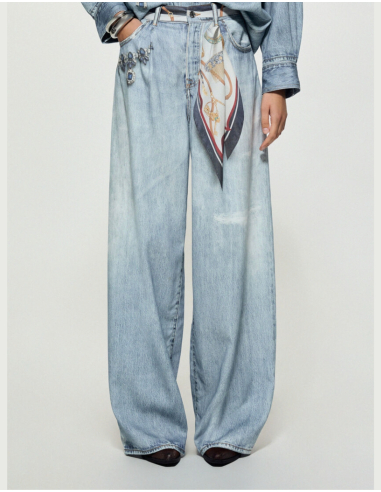Liu Jo women’s flared denim jeans with scarf