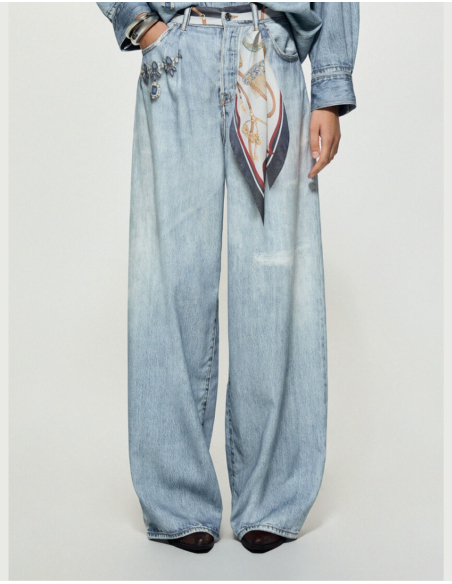 Liu Jo women’s flared denim jeans with scarf