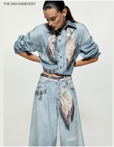 Liu Jo denim trousers with decorative scarf